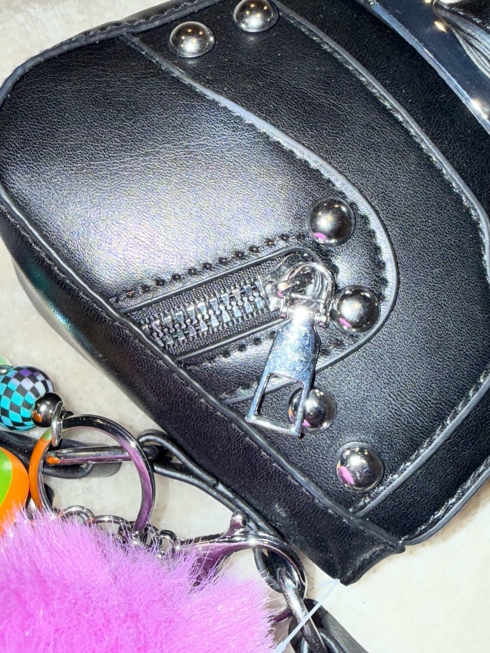 NWOT Black Silver Studded Buckle Zipper Accents Shoulder Bag Y2K Punk Whimsigoth - Picture 9 of 15